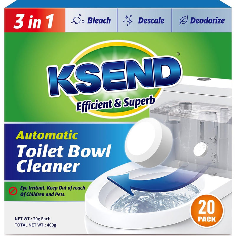 Ksend Toilet Bowl Cleaner Tablets 20 PCS - Automatic Toilet Bowl Cleaners With Bleach, Slow-Releasing Toilet Tank Cleaners For Deodorizing & Descaling, Bathroom Cleaner