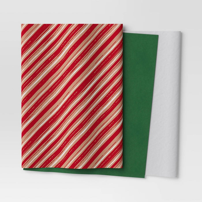 30ct Banded Christmas Gift Tissue Paper White/Striped/Green - Wondershop