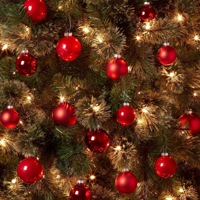 42pc Round Glass Christmas Tree Ornament Set Red - Wondershop
