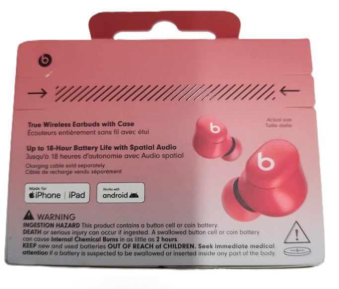 Beats Solo Buds True Wireless Bluetooth Earbuds - Transparent Red