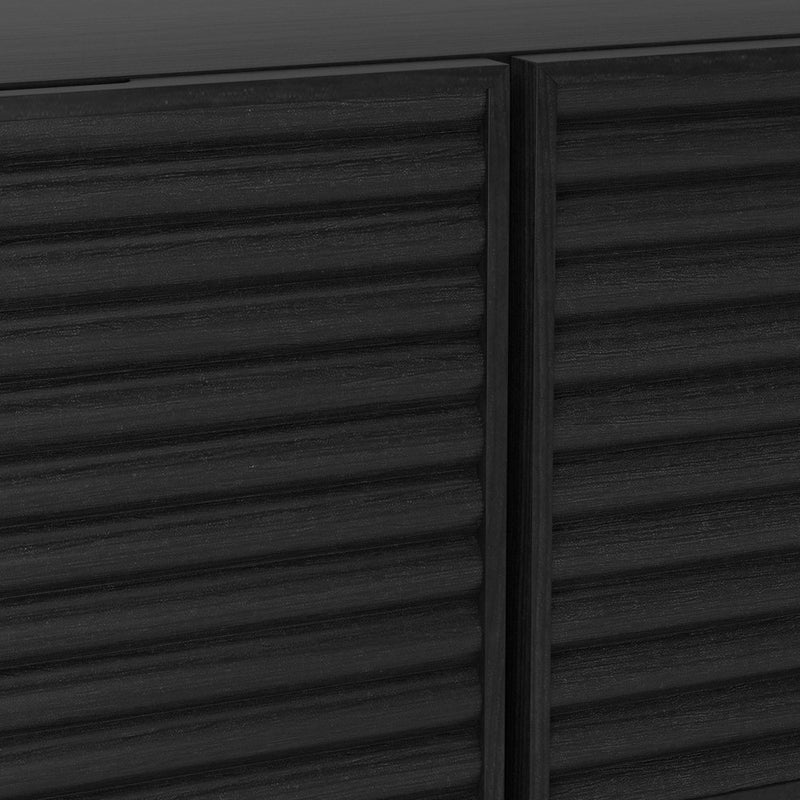 Fluted TV Stand for TVs up to 55" Black - Threshold: Entertainment Center with Adjustable Shelves (LOCAL PICKUP ONLY)