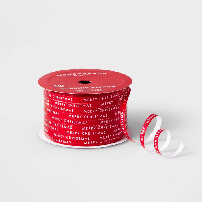 3/16" Merry Christmas Curl Ribbon 110ft - Wondershop