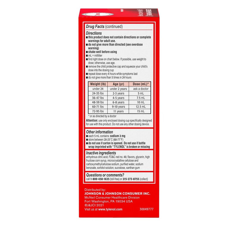Children's Tylenol Pain + Fever Relief Liquid - Acetaminophen - Cherry - 4 fl oz