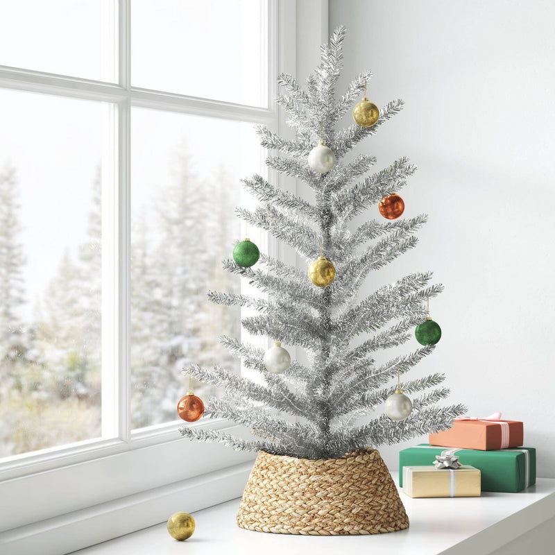 24" Unlit Tinsel Mini Artificial Christmas Tree Silver - Wondershop (LOCAL PICKUP ONLY)