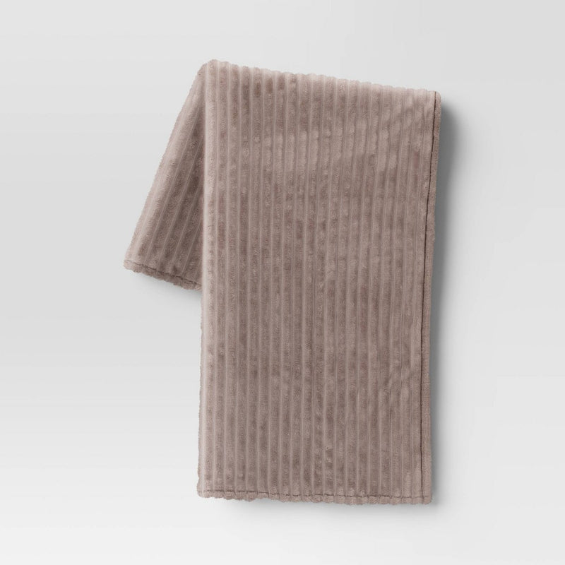 Channeled Plush Throw Blanket Gray - Room Essentials