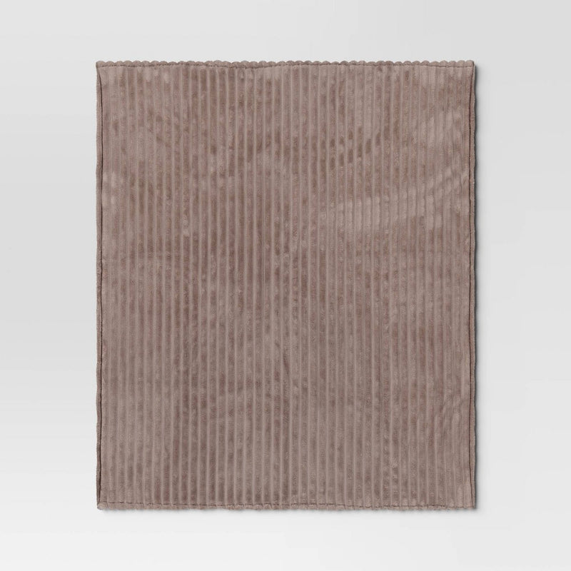 Channeled Plush Throw Blanket Gray - Room Essentials