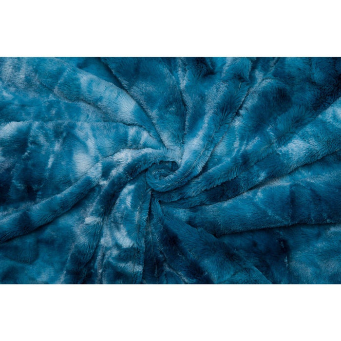 Chanasya Wolf Faux Fur Throw Blanket with Plush Faux Shearling Side - 50" x 65” - Blue