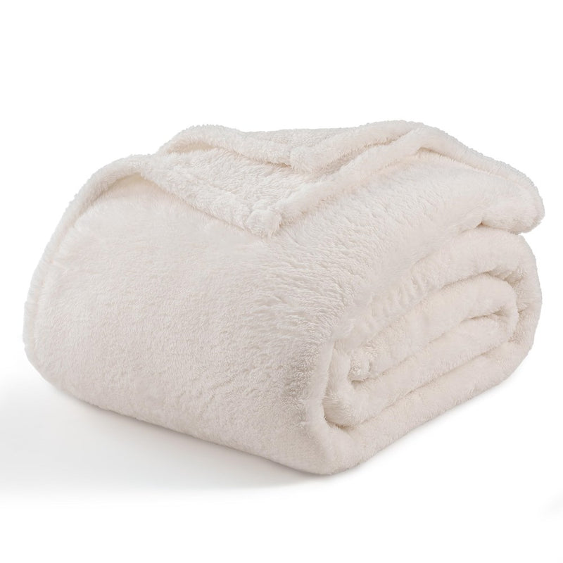 Berkshire Blanket Classic Extra-Fluffy™ Plush Throw Blanket, Soft Fuzzy Fluffy Long Hair Throw Blanket For Couch Sofa Bed, Cream, 50X60 Inches