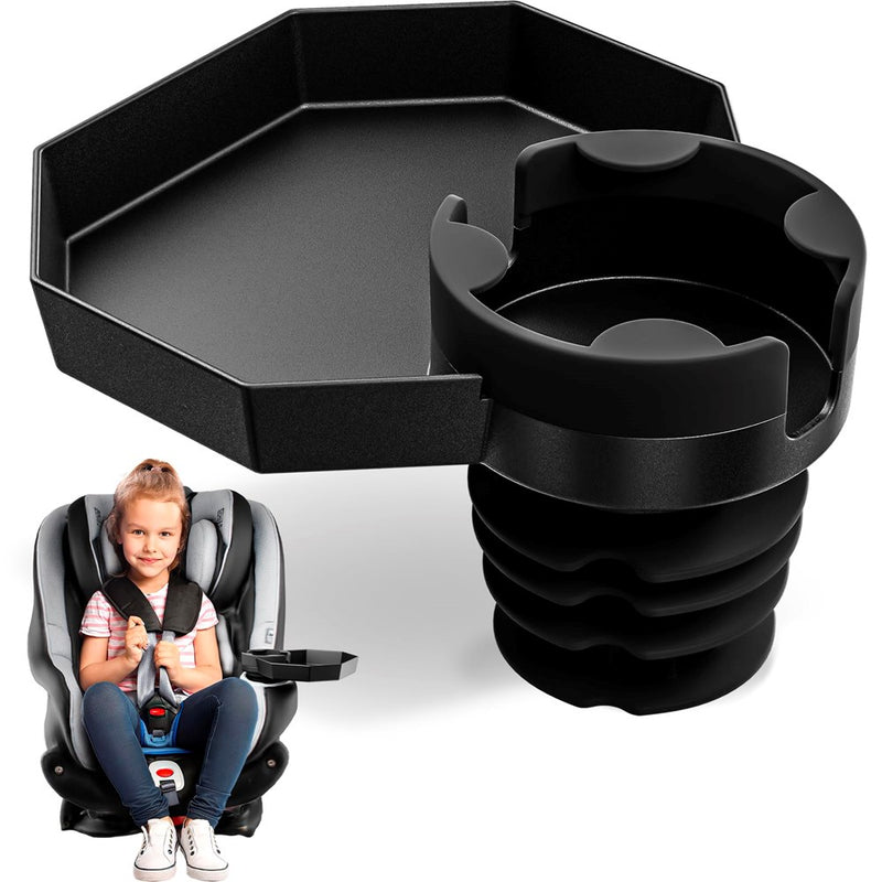 Kids Travel Tray – Car Seat And Car Cup Holder Tray - Tray For Snacks, Entertainment, Toys – Includes Cup Holder – Fits Most Car Seats