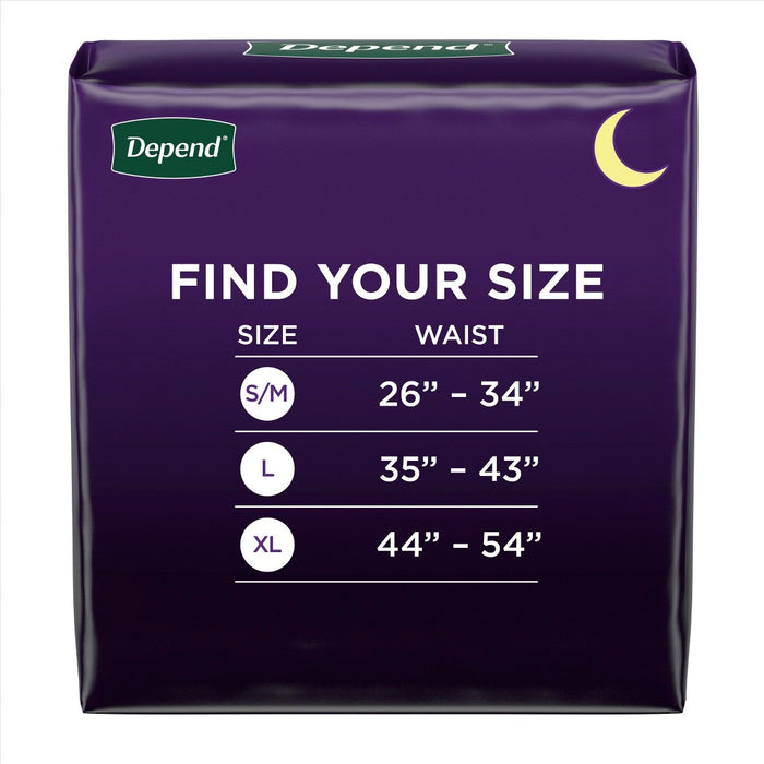 Depend Night Defense Incontinence Disposable Underwear for Men - Overnight Absorbency - S/M - 16ct