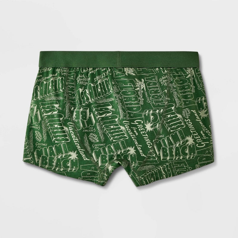 Men's Postcard Print Trunks 2pk - Goodfellow & Co Forest Green L