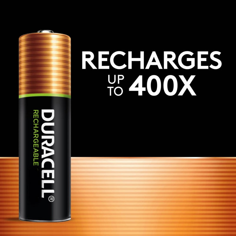 Duracell Rechargeable AA Batteries - 4 Pack - Compatible with NiMH Battery Chargers