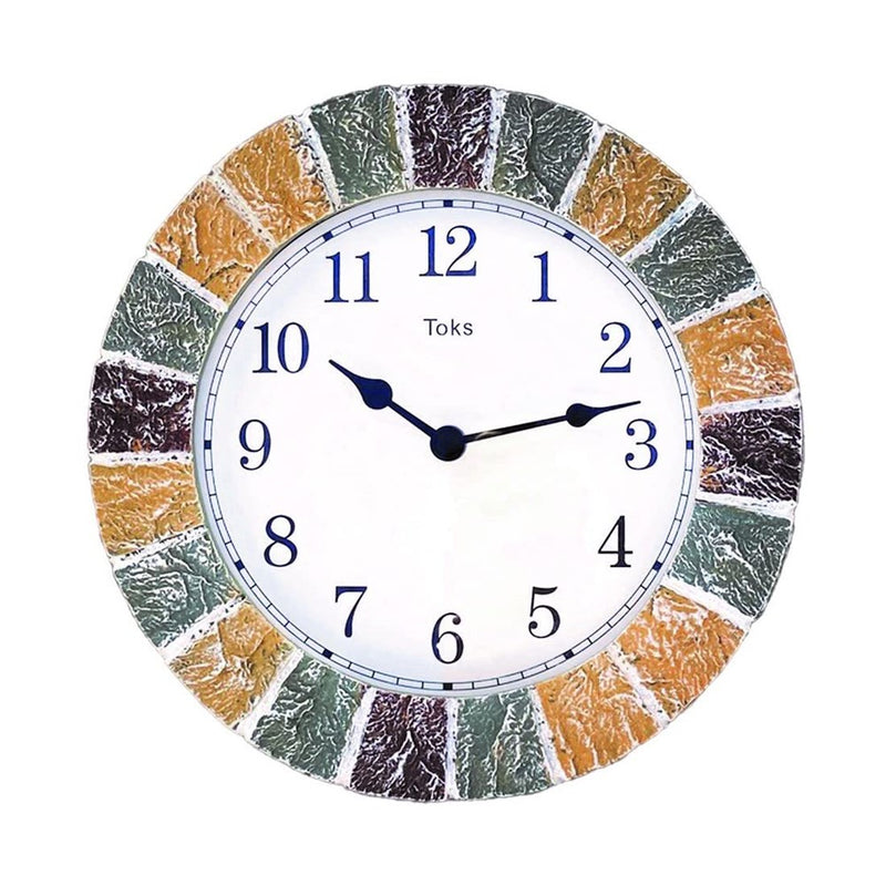 Lily's Home Indoor Or Outdoor Large Hanging Wall Clock. 10" Inch Diameter. (Stone)