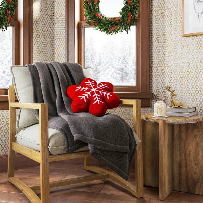 Chenille Throw Blanket with Faux Shearling Reverse Gray - Threshold
