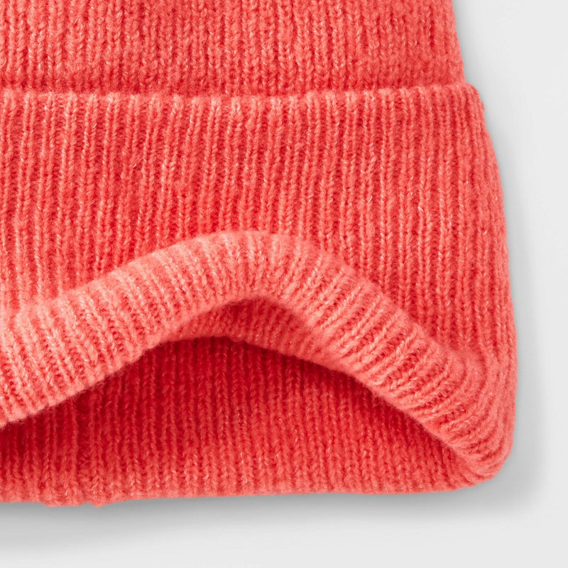 Girls' Ribbed Solid Beanie - art class Peach Orange