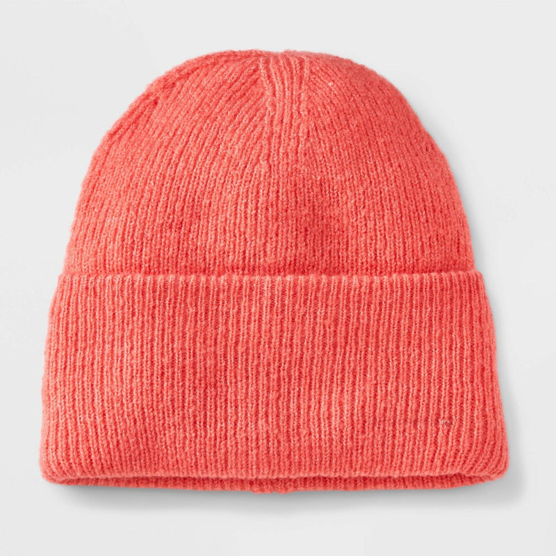 Girls' Ribbed Solid Beanie - art class Peach Orange