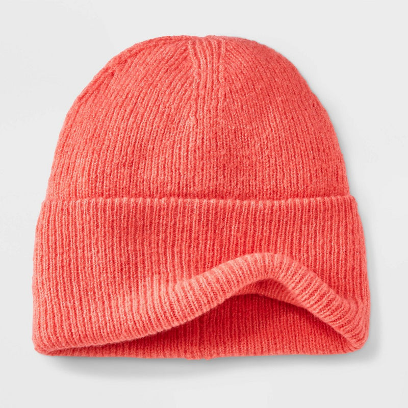 Girls' Ribbed Solid Beanie - art class Peach Orange