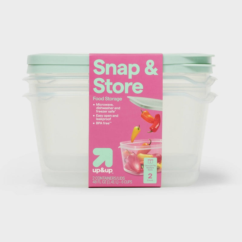 Snap & Store Rectangle Food Storage Containers - 48 fl oz/2ct - up&up