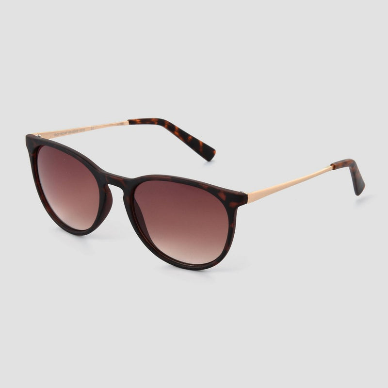 Women's Tortoise Shell Print Plastic Round Sunglasses - Universal Thread Brown