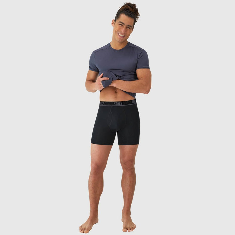 Hanes Moves Premium Men's Anti-Chafe Total Support Pouch X-Temp Boxer Briefs 2pk - Black/Blue M