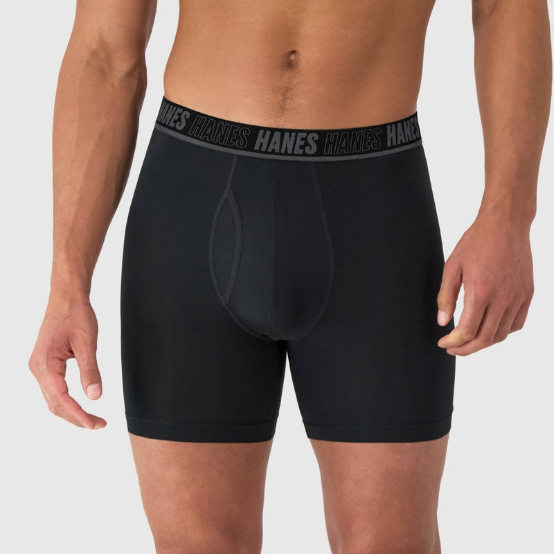 Hanes Moves Premium Men's Anti-Chafe Total Support Pouch X-Temp Boxer Briefs 2pk - Black/Blue M