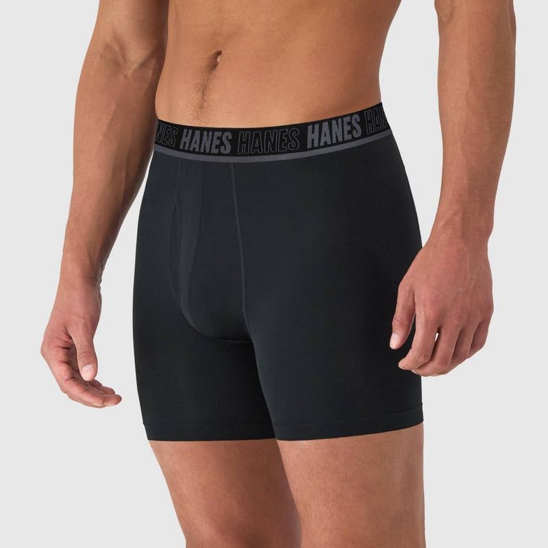 Hanes Moves Premium Men's Anti-Chafe Total Support Pouch X-Temp Boxer Briefs 2pk - Black/Blue M
