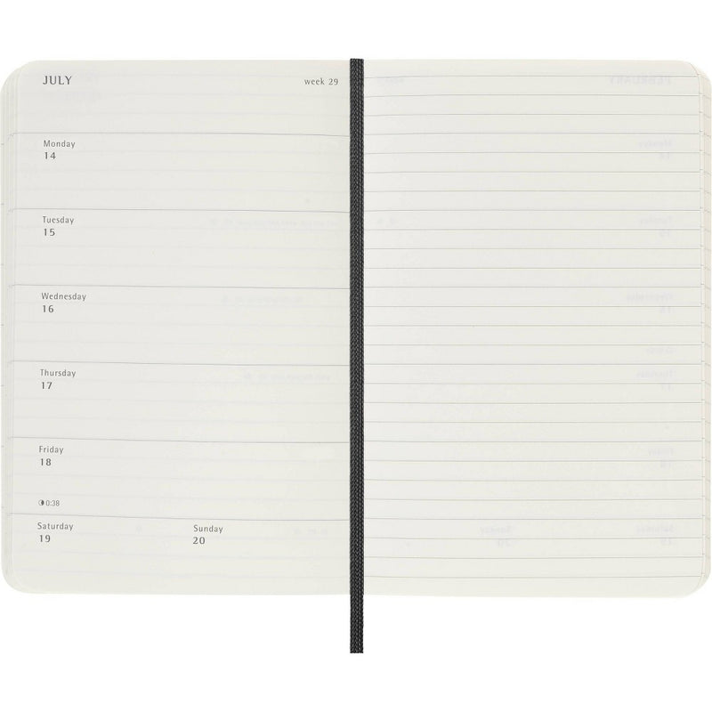 Moleskine 2025 Weekly/Monthly Planner 3.5"x5.5" Pocket Softcover Black: Acid-Free Paper, Elastic Closure, Ribbon Marker