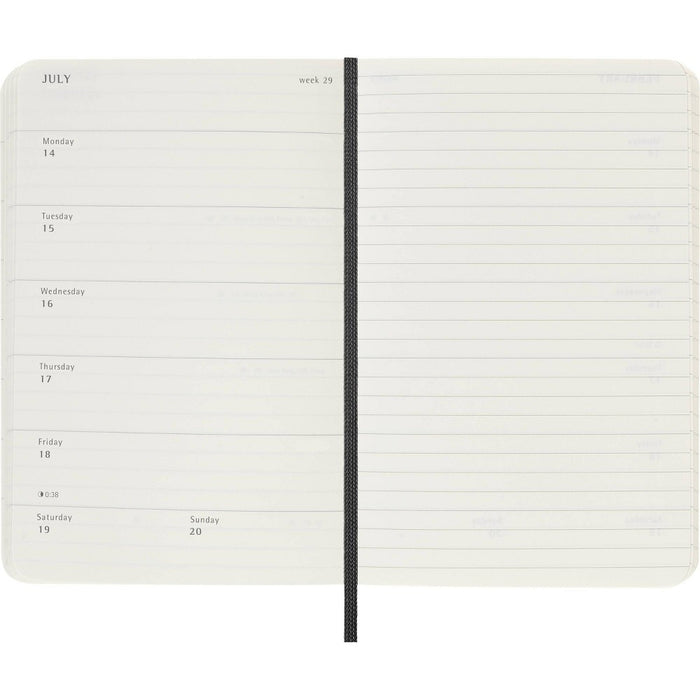 Moleskine 2025 Weekly/Monthly Planner 3.5"x5.5" Pocket Softcover Black: Acid-Free Paper, Elastic Closure, Ribbon Marker