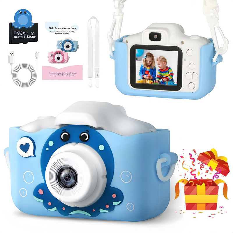 Bostra Upgrade Kids Camera For Girls/Boys, Octopus Toy Camera For Toddlers Age 3-12, Hd Kids Digital Cameras With As Birthday Christmas Festival Gifts For Boys (Blue)