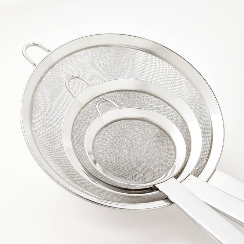 3pc (3", 5", and 8") Stainless Steel Mesh Strainer Set Silver - Figmint