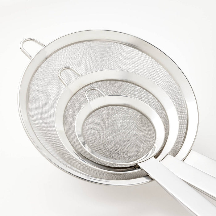 3pc (3", 5", and 8") Stainless Steel Mesh Strainer Set Silver - Figmint