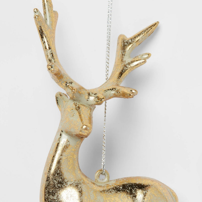 Metallic Foil Deer Christmas Tree Ornament Gold - Wondershop: Indoor Reindeer Holiday Decor, Plastic, 6" Height