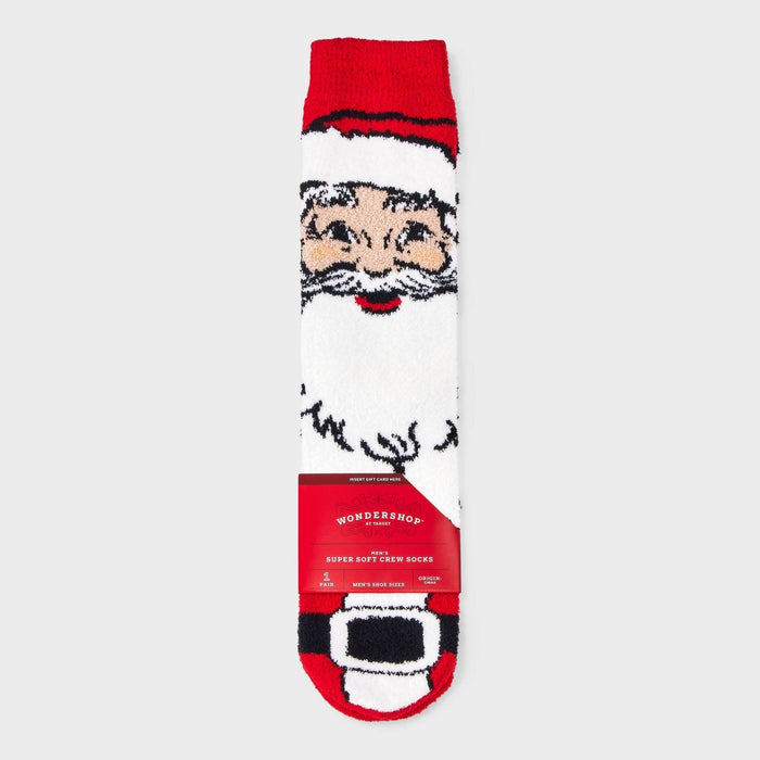 Men's Santa Cozy Crew Socks with Gift Card Holder - Wondershop Red 6-12
