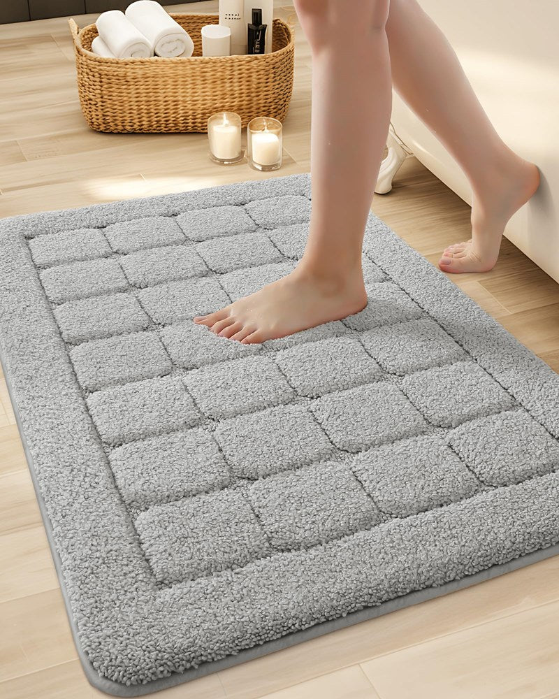 Color&Geometry Gray Bathroom Rugs Non Slip Washable- 24"X36" Large Absorbent Bath Mats For Bathroom, Sink, Bathtub, Thick Soft Shower Mat Outside Shower