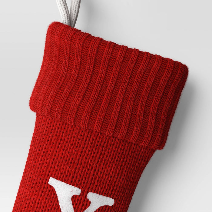 Knit Monogram Christmas Stocking Red X - Wondershop: 20" Festive Fireplace Decor
