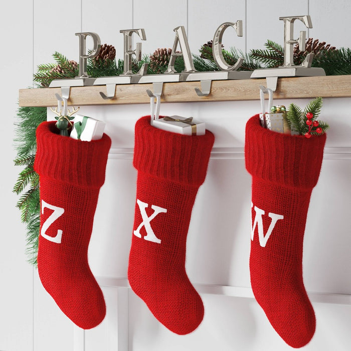 Knit Monogram Christmas Stocking Red X - Wondershop: 20" Festive Fireplace Decor