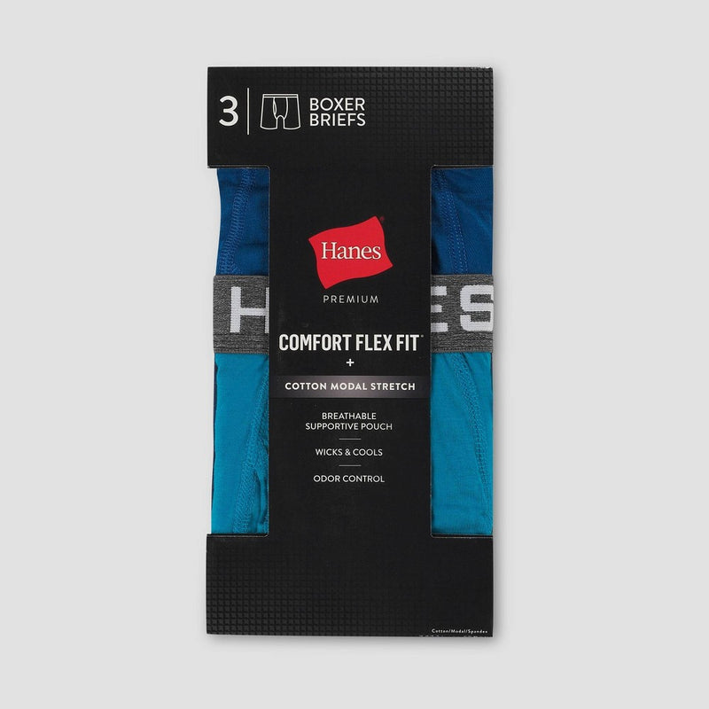 Hanes Premium Men's Comfort Flex Fit Boxer Briefs 3pk - Blue L