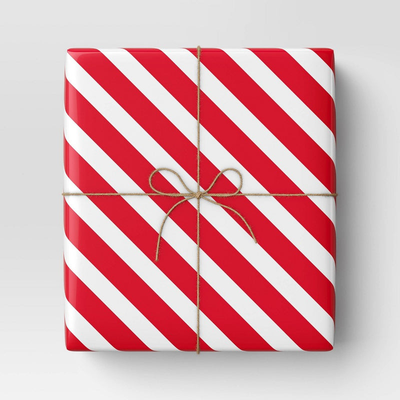 220 sq ft Striped Christmas Gift Wrap White/Red - Wondershop (LOCAL PICKUP ONLY)