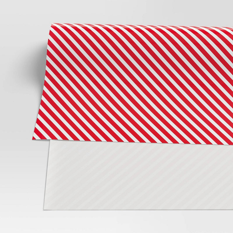 220 sq ft Striped Christmas Gift Wrap White/Red - Wondershop (LOCAL PICKUP ONLY)