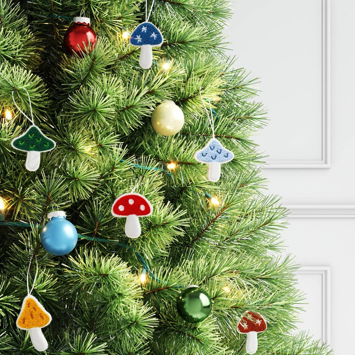 10pc Fabric Mushroom Christmas Tree Ornament Set - Wondershop