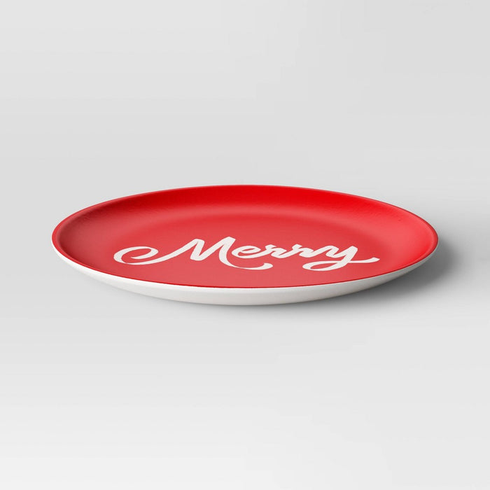 7" Melamine Merry Salad Plate Red - Threshold
