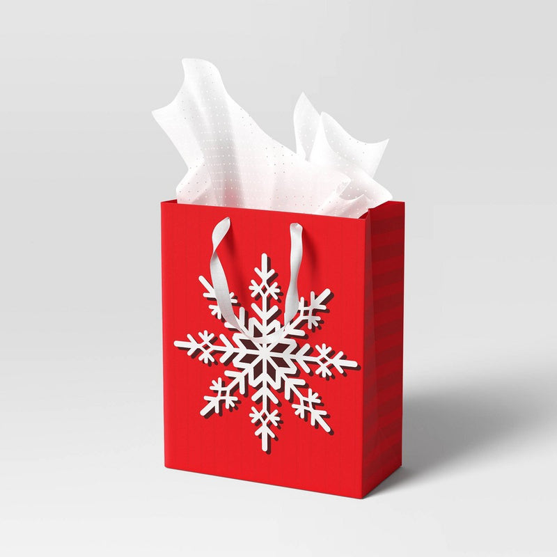 Large Cub Snowflake Christmas Gift Bag Red - Wondershop