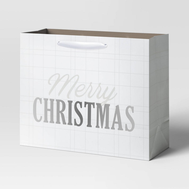 Large Vogue 'Merry Christmas' Gift Bag White/Silver - Wondershop