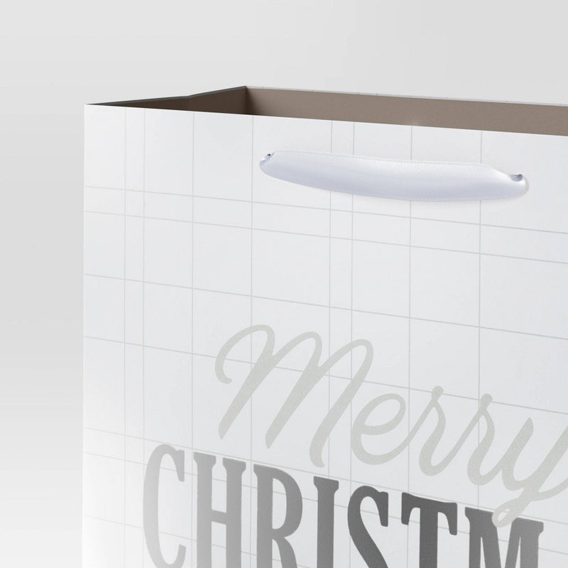 Large Vogue 'Merry Christmas' Gift Bag White/Silver - Wondershop
