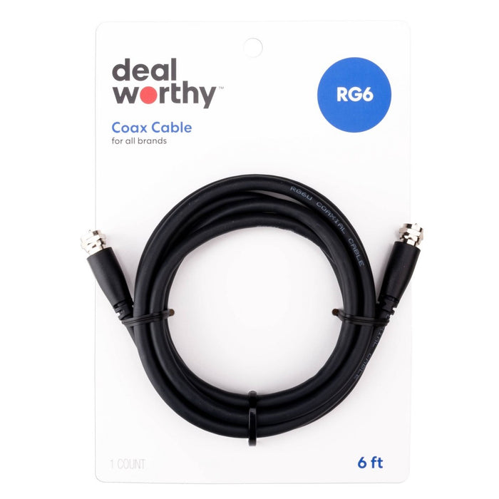 6' Coaxial A/V Cable - dealworthy Black