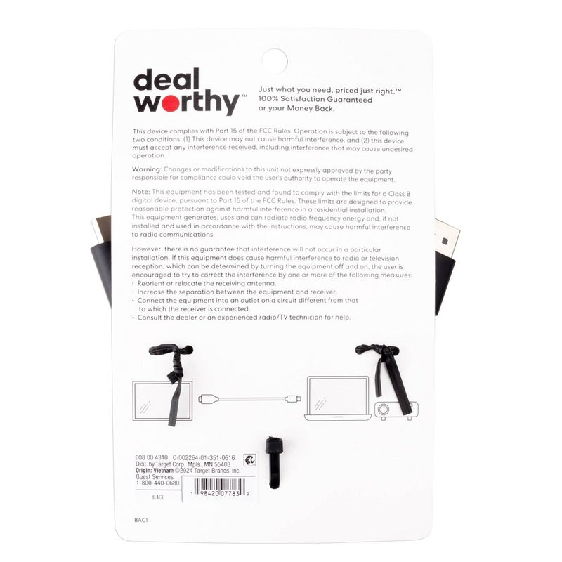 6' Display Port to HDMI Cable - dealworthy Black