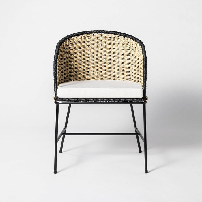 2pc Westcliff Seagrass Dining Chairs Natural/Black - Threshold designed with Studio McGee: Padded Seat, Metal Frame (LOCAL PICKUP ONLY)
