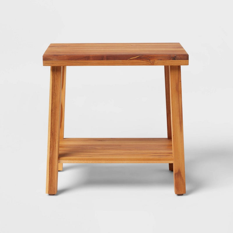 Sanctuary Wood Bench - Threshold: Teak Accent Stool, Spot Clean, Adult Assembly Required