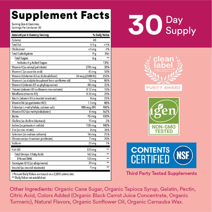SmartyPants Women's Multi & Omega 3 Fish Oil Gummy Vitamins with D3, C & B12 - 180 ct