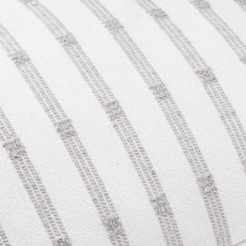14"x20" Textured Rail Stripe Lumbar Throw Pillow Cream/Light Gray - Hearth & Hand with Magnolia: Cotton Dobby, Indoor Use